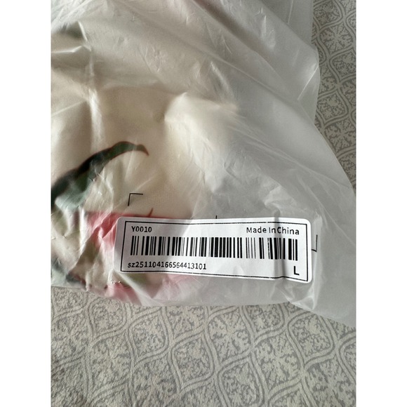 Pink Tropical Floral V-Neck Button Front Maxi Dress Size Large Cream - Picture 13 of 13